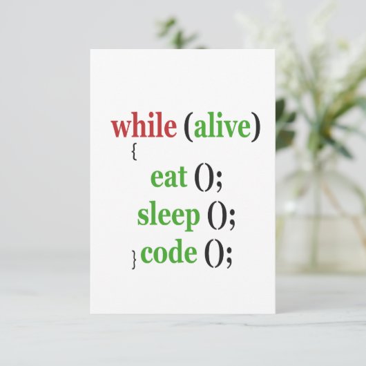Terwijl Alive Eat Sleep Code Funny PRogrammer Gift Bedankkaart (Staand voorkant)