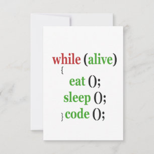 Terwijl Alive Eat Sleep Code Funny PRogrammer Gift Bedankkaart