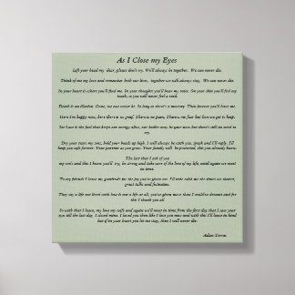 Terwijl ik mijn ogen sluit canvas afdruk