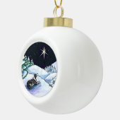 Terwijl Shepherds op versiering keken...Blk & Wit  Keramische Bal Ornament (Rechts)