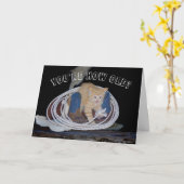 T'es quel âge ? Funny Chat carte d'anniversaire (Fleur jaune)