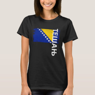Tesanj Bosnia Flag For Bosnian Men Women Kids T-shirt