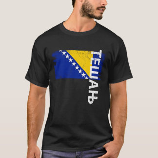 Tesanj Bosnia Flag For Bosnian Men Women Kids T-shirt
