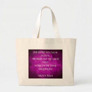 Tesla citaat over paars grote tote bag