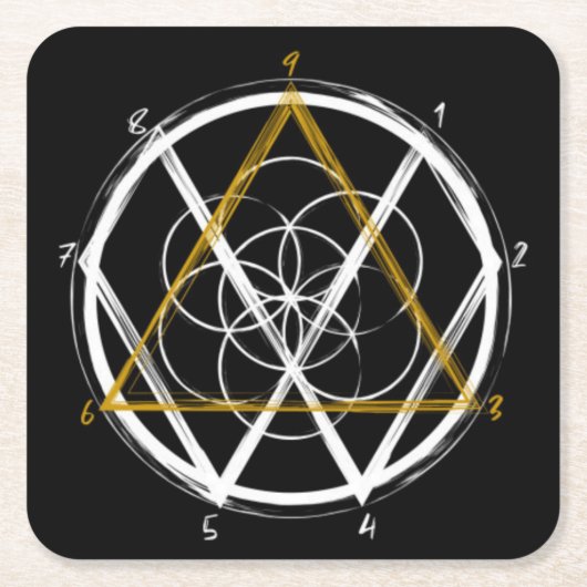 Tesla-code vierkante kartonnen onderzetter (Voorkant)