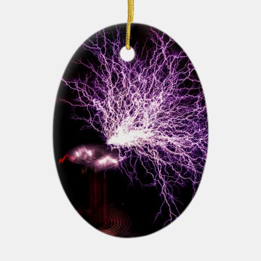 Tesla Coil Plasma Keramisch Ornament (Voorkant)