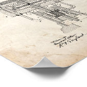 Tesla Electric Generator Patent - Oude look Poster (Hoek)