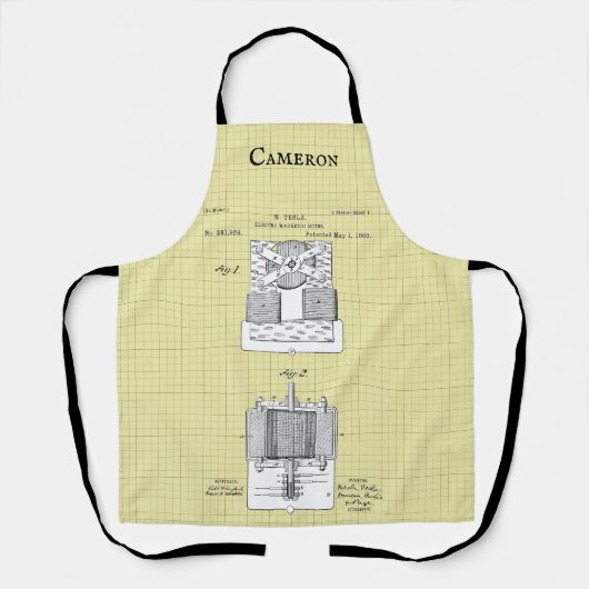  Tesla Magnetic Motor Patent Gepersonaliseerd Schort (Voorkant)
