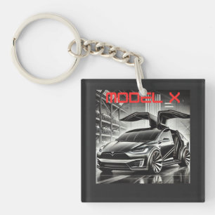 Tesla Model X Elektrische SUV-ontwerp Futuristis Sleutelhanger