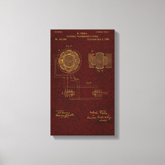 Tesla Patent 00382280 SHT 4 Uitgerekte Canvas Prin Afdruk