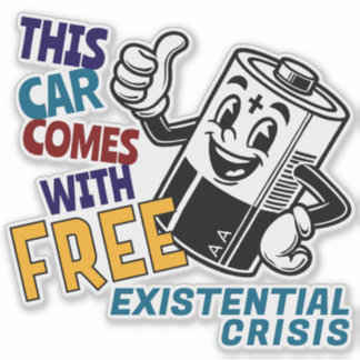 Tesla Spijt Bumper Cartoon Batterij Sticker