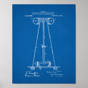 Tesla-toestellen voor het overbrengen van elektris poster