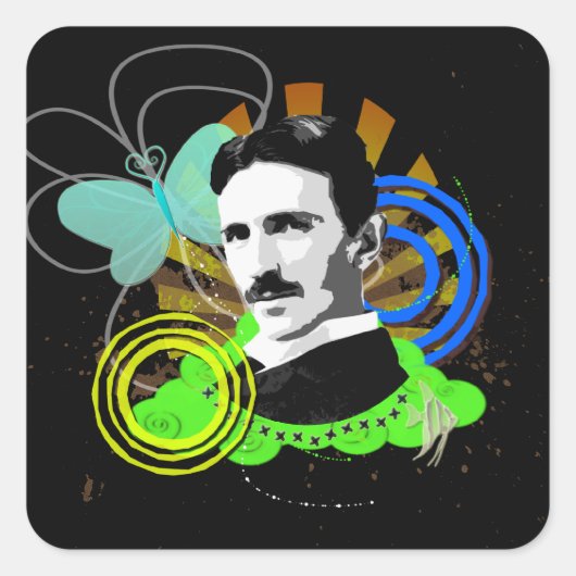 Tesla Vierkante Sticker (Voorkant)