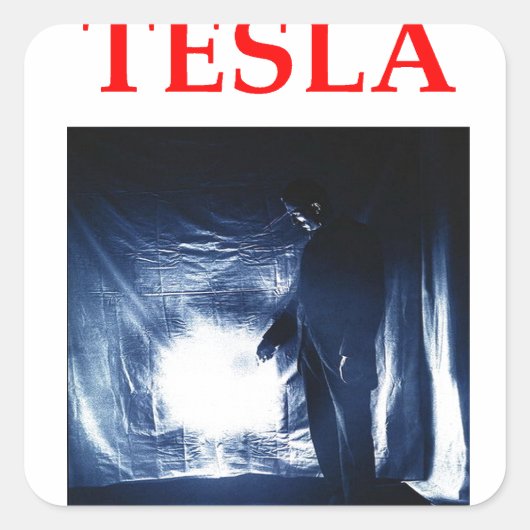 tesla vierkante sticker (Voorkant)