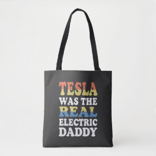 Tesla Was De Echte Elektrische Papa Grappige EV-fa Draagtas