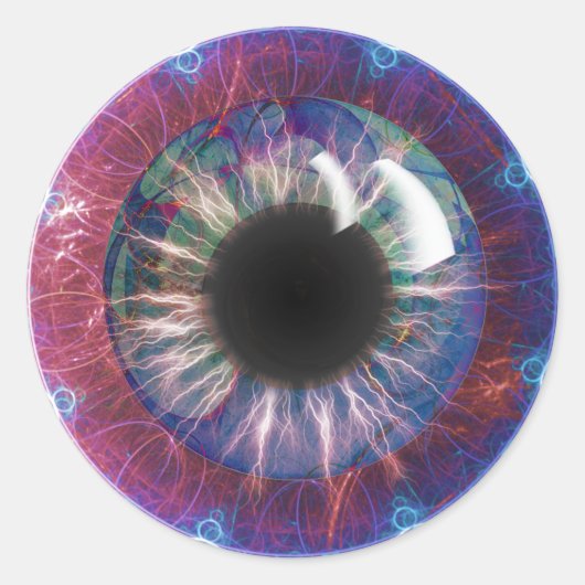 Tesla's Oogfractal Design Ronde Sticker (Voorkant)