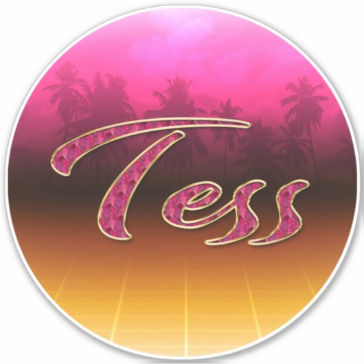 Tess prénom nom autocollant rose doré (Devant)