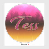 Tess prénom nom autocollant rose doré (Feuille)