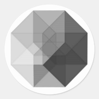 Tesseract (grijswaarden) ronde sticker