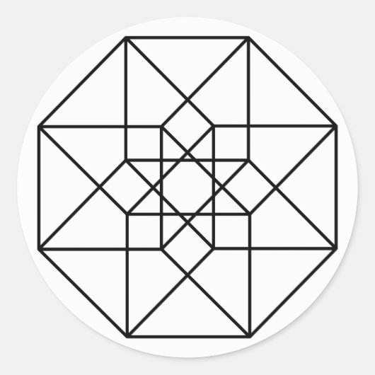 Tesseract (zwarte omtrek) ronde sticker (Voorkant)