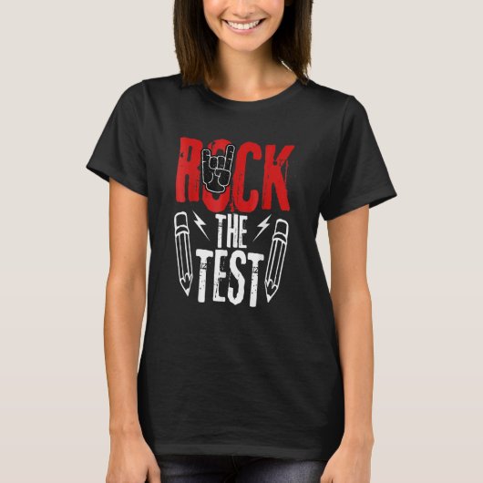 Test Day Rock: Metal Teacher Student Testing E T-shirt (Voorkant)