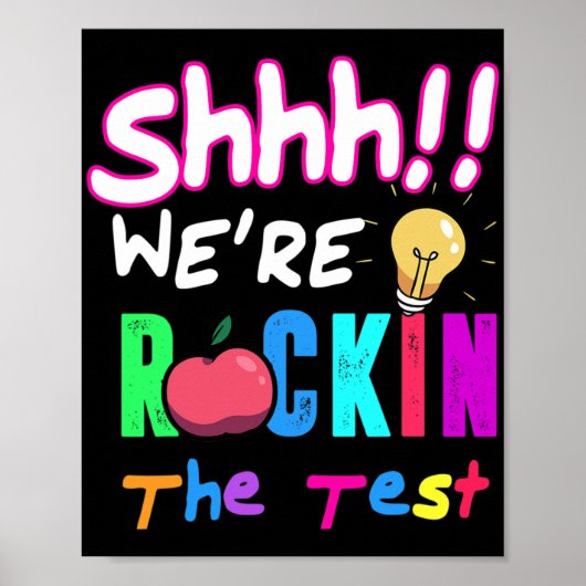 Test Day Rock The Test Rainbow Teacher Student Poster (Voorkant)