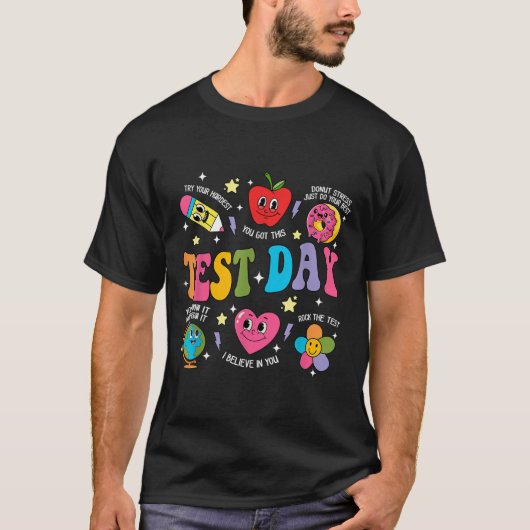 Test Day Rock The Test Testing Day Motivational Te T-shirt (Voorkant)