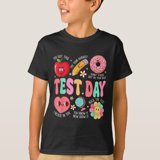 Test Day Rock The Test Testing Day Motivational Te T-shirt (Voorkant)