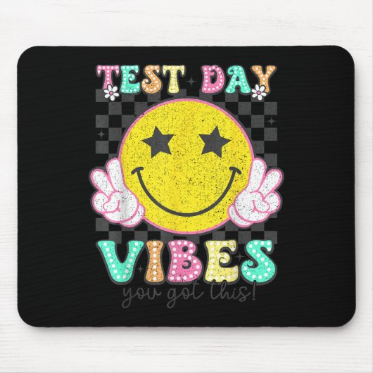 Test Day Vibes You Got This Retro Groovy Testing D Muismat (Voorkant)