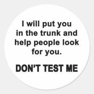 Test me niet ronde sticker