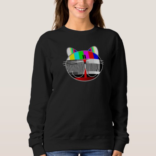 Test Pattern Cat Retro 80s Television Trui (Voorkant)