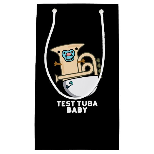 Test Tuba Baby Funny Science Tuba Pun Dark BG Klein Cadeauzakje (Voorkant)