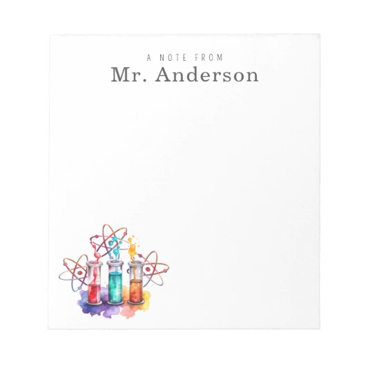 Testbuizen voor scheikundeleraren notitieblok (Voorkant)