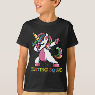 Testdag Dabbing Eenhoorn Testing Squad Meisjes . T-shirt