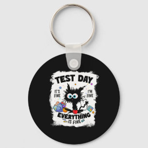 Testdag Grappige Gestresseerde Kat Leraar Student  Sleutelhanger