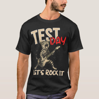 Testdag Laten we testdag rocken Rock Kat T-shirt