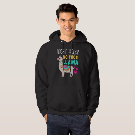 Testdag Llama Teacher Exam Testing Testing Teach Hoodie (Voorkant volledig)