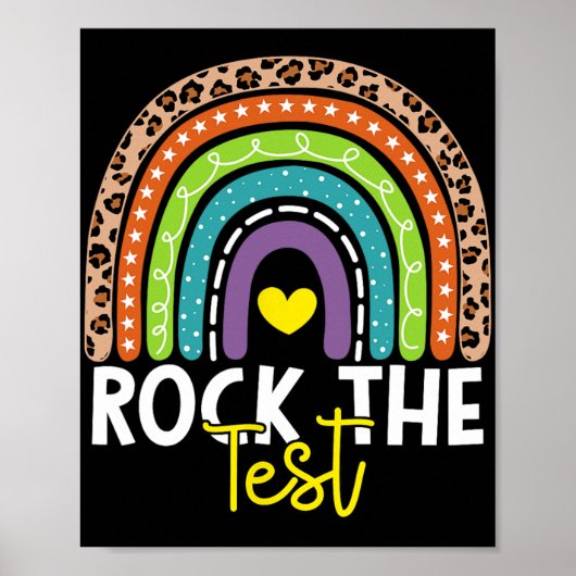 Testdag Rock De Test Rainbow Teacher Testdag Poster (Voorkant)