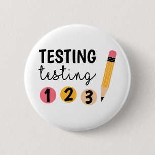 Testdag testen 1 2 3 Teacher testdag Ronde Button 5,7 Cm