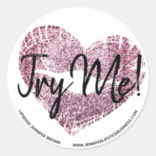 Tester probeer me Lipstick roze hart Sticker