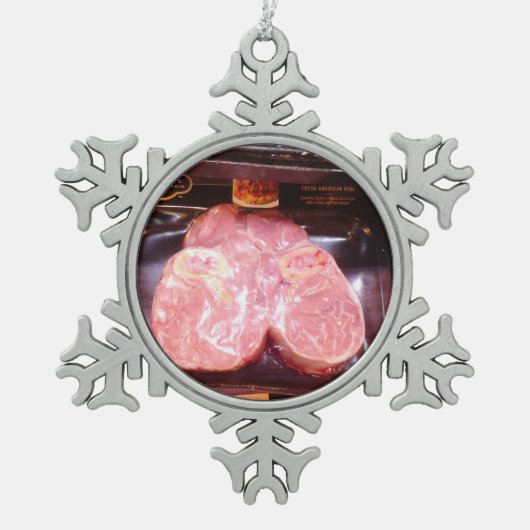 testikels jassen grappig tieren koeienbiefstuk tin sneeuwvlok ornament (Voorkant)