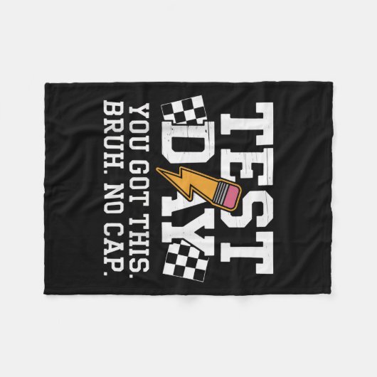 Testing Day Bruh No Cap Motivation  Fleece Deken (Voorkant (Horizontaal))