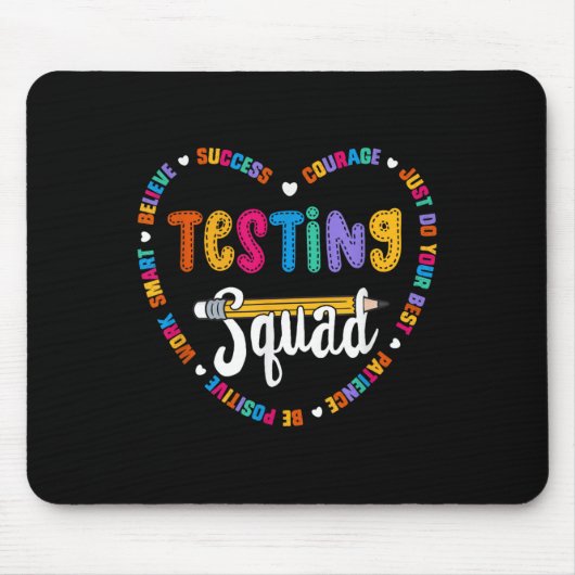 Testing Squad Motivational Test Day Words Heart Te Muismat (Voorkant)