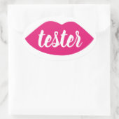 Testmonster Probeer mijn roze lips make-upproduct Ovale Sticker (Tas)