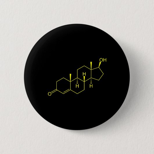 Testosteron Molecule Biologie Wetenschap Bodybuild Ronde Button 5,7 Cm (Voorkant)