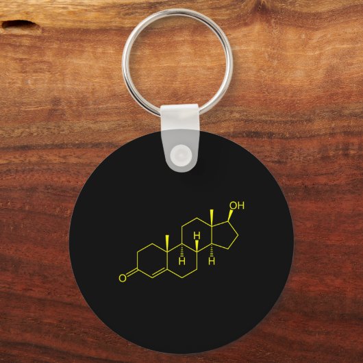 Testosteron Molecule Biologie Wetenschap Bodybuild Sleutelhanger (Voorkant)