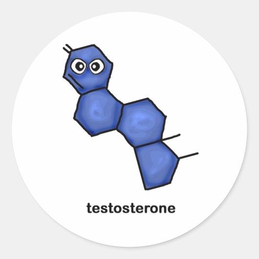 Testosteron Ronde Sticker (Voorkant)
