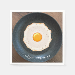 Testy Fried Egg in Skillet Pan Servetten