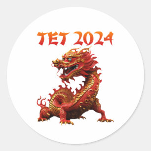 Tet 2024 Jaar van de Draak Vietnamees Nieuwjaar Ronde Sticker