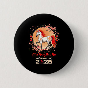 Tet 2026 Vietnamees Nieuwjaar Paard Chinese Maanka Ronde Button 5,7 Cm